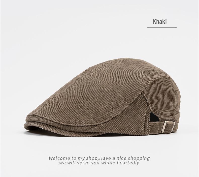 Men's Corduroy Cotton Newsboy Cap - Soft Brim Autumn Beret, Large Size, British Style Pageboy Hat