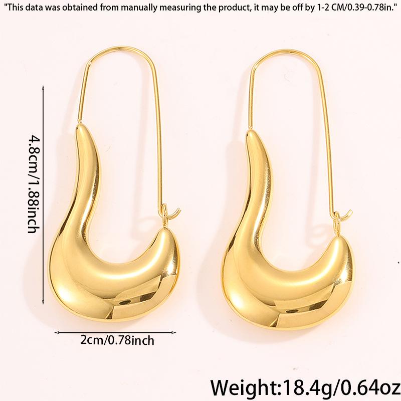 Fashionable and Versatile Titanium Steel Crescent Earrings for Women, Gender-specific Pin Earrings, 18K Gold Color-retaining Earrings