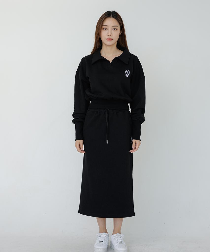 AWESOME STUDIO Women'S Sweat Long Skirt Black