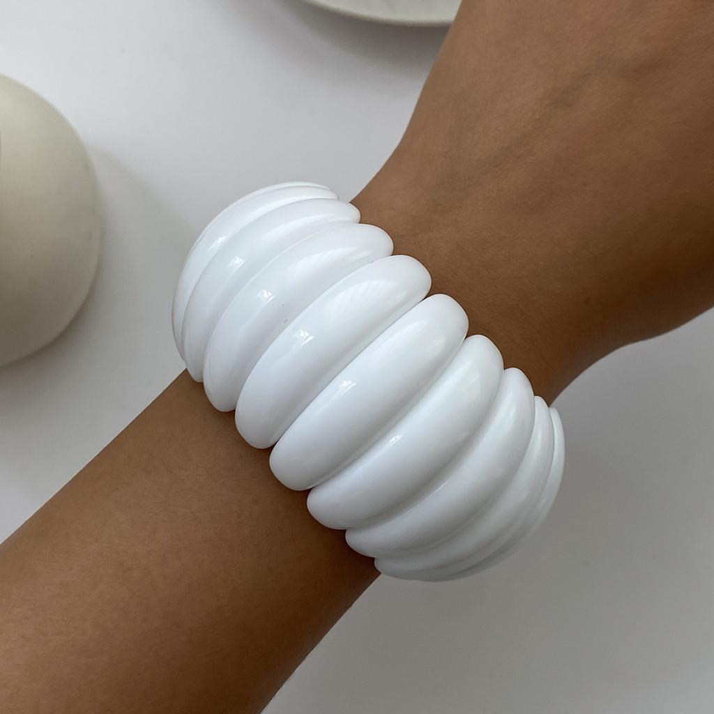 Design Sense Marble Texture Acrylic Wide Bracelet, Exaggerated Irregular Smudge Resin Bracelet