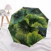 1pc Lotus Leaves Pattern Automatic Open/Close Umbrella Compact Folding Umbrella, All-Season Portable Umbrella for Women/Men F1124272