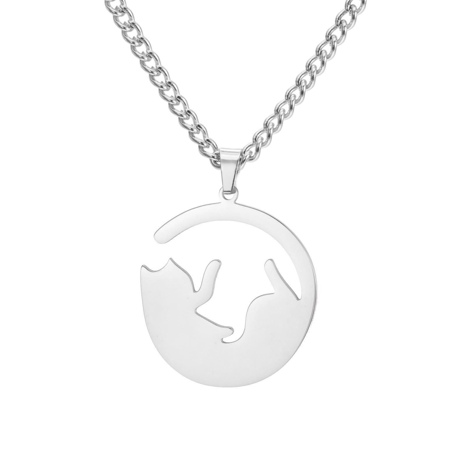 Fashion Minimalist Women Cat Pendant Necklace Delicate Collarbone Chain Elegant Small Jewelry Gift