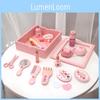 Play Wooden Makeup Box Pink Design Children Educational Development Toys Gift