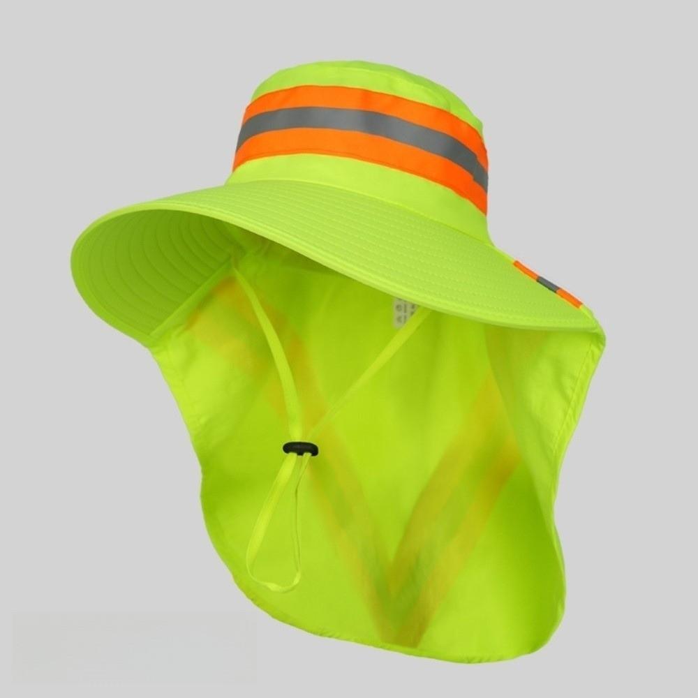 Adjustable Design Reflective Sun Hat Large Brim Fluorescent Safety Hat  Outdoor Sports
