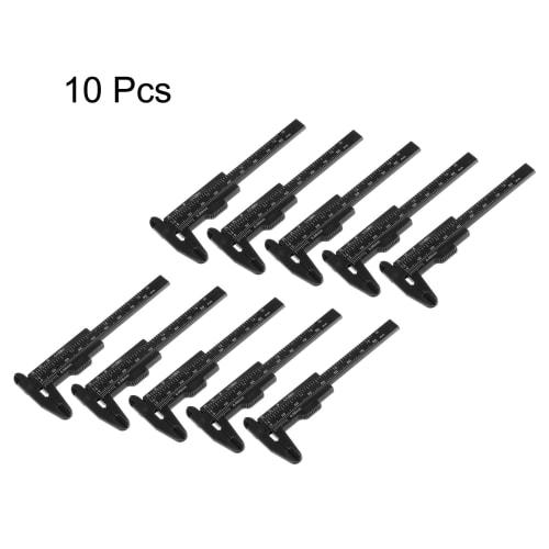 uxcell Mini Plastic Calipers, 80mm Vernier Calipers, Sliding Gauge, Portable Ruler Measuring Tool, Metric/Inch, Black, 10 Pieces