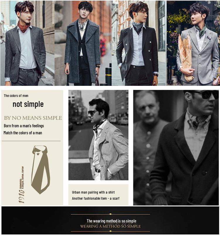 Herren Seide Gestreift Gepunktet Doppelseitiger Mode Schal