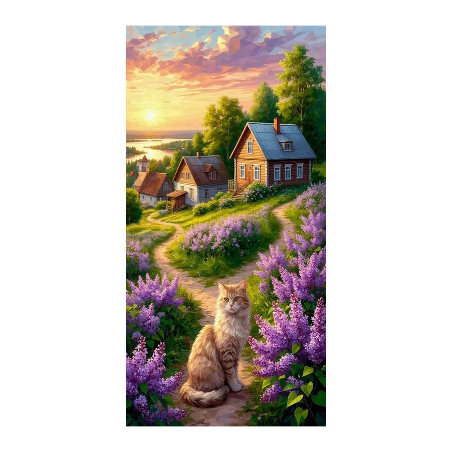 Large Size Diamond Painting New Collection Sunset House Cat Diy Full Square Round Drill Rhinestone Embroidery Animals Mosaic Cross Stitch Kits