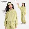 Girls' Korean Style Embroidered Pleated Hoodie Sportswear Set