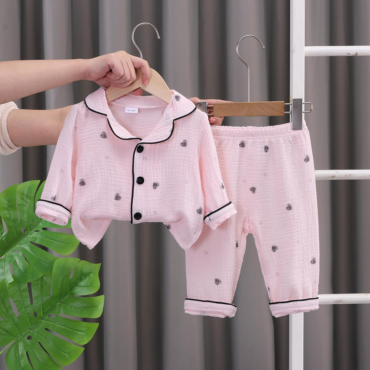 

2025 Spring & Autumn Cartoon Pajamas: Long Sleeve, Double Layer Cardigan for Kids 73cm рожевий