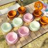 Collapsible Double Cat Feeding Bowl Multi-color Feeder Dish Bowl Pet Silicone Foldable Bowl  Travel