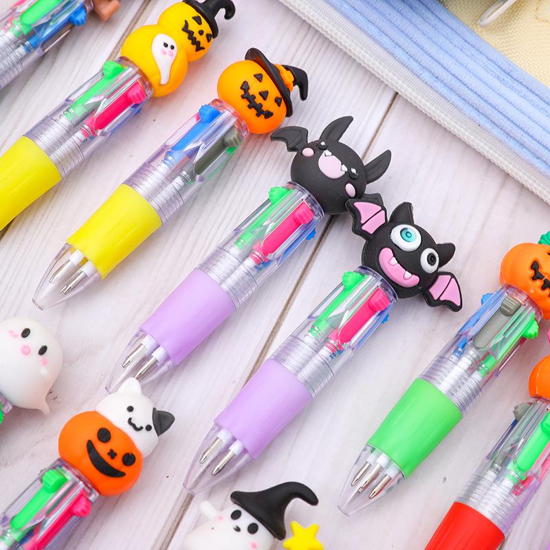50-1 Halloween Mini Four-color Ballpoint Pen Cute Cartoon Halloween Gift Colored Pen for Elementary School Students