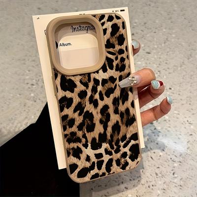 Leopard Print Matte Case, Slim Anti-Yellow Shockproof Protective Cover, Compatible with 17 Pro Max To 7 Plus