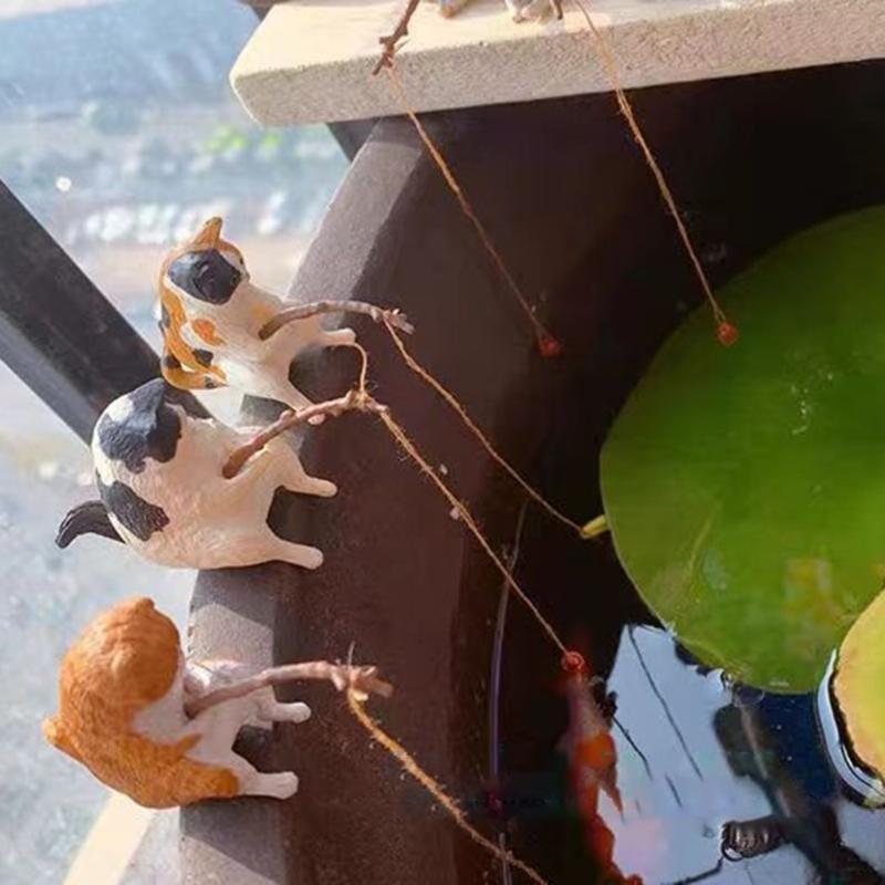 Cute Fishing Cat Aquariums Underwater Decoration Aquariums Decors Fishtanks Pendant Accessories for Freshwater Saltwater