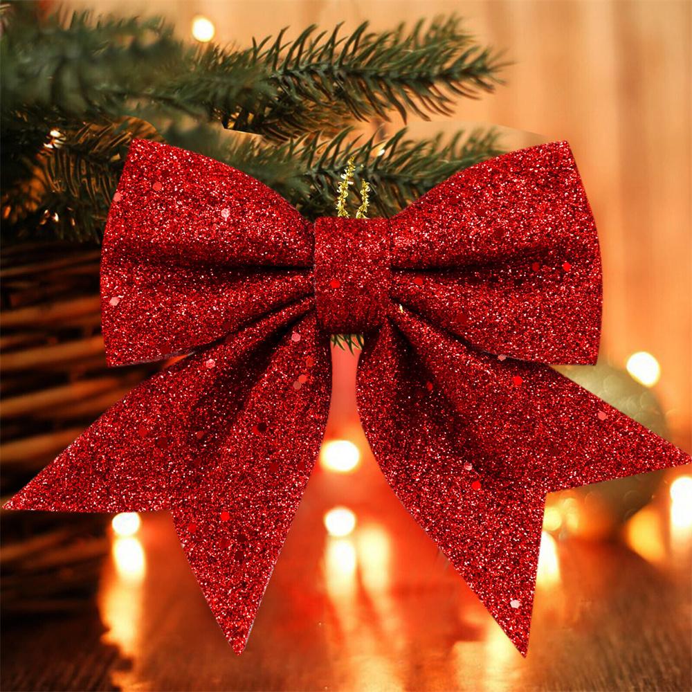 5 ks/sada 14cm třpytivá mašle vánoční ozdoby přívěsek na vánoční stromek ozdoba pro domácí dekoraci novoroční párty DIY mašle dekorace