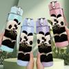 1PC Two Pandas Hugging Cute Animal Print 750ml Color Plastic Sports Water Bottle Leakproof Flip Straw Lid Suitable for Sports Office Home Use