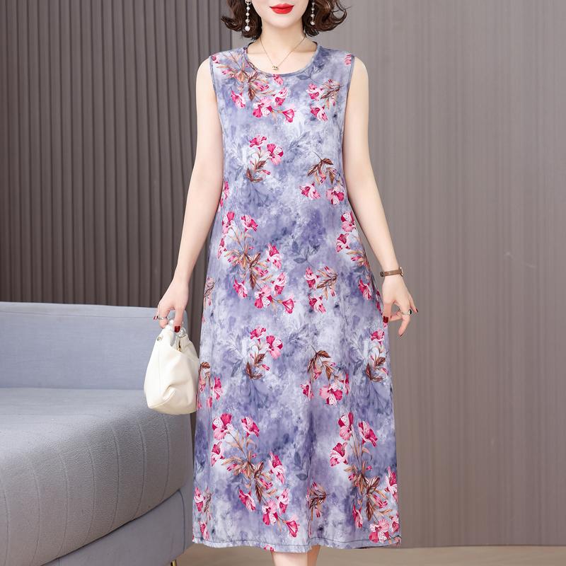 Elegant Sleeveless Dresses for Women Clothes Loose Plus Size Vintage Summer Long Dress