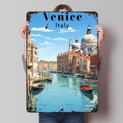 Venice Italy Travel Printed Poster Customized Wall Art Retro Vintage Metal Tin Signs for Home Bedroom Decoration Gaming House
