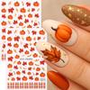 1 Blatt Herbstblatt Karomuster Linie Klebe-Slider Niedliche Kürbis-Nagelsticker Abziehbilder Herbst Erntedankfest Nageldesign Zubehör