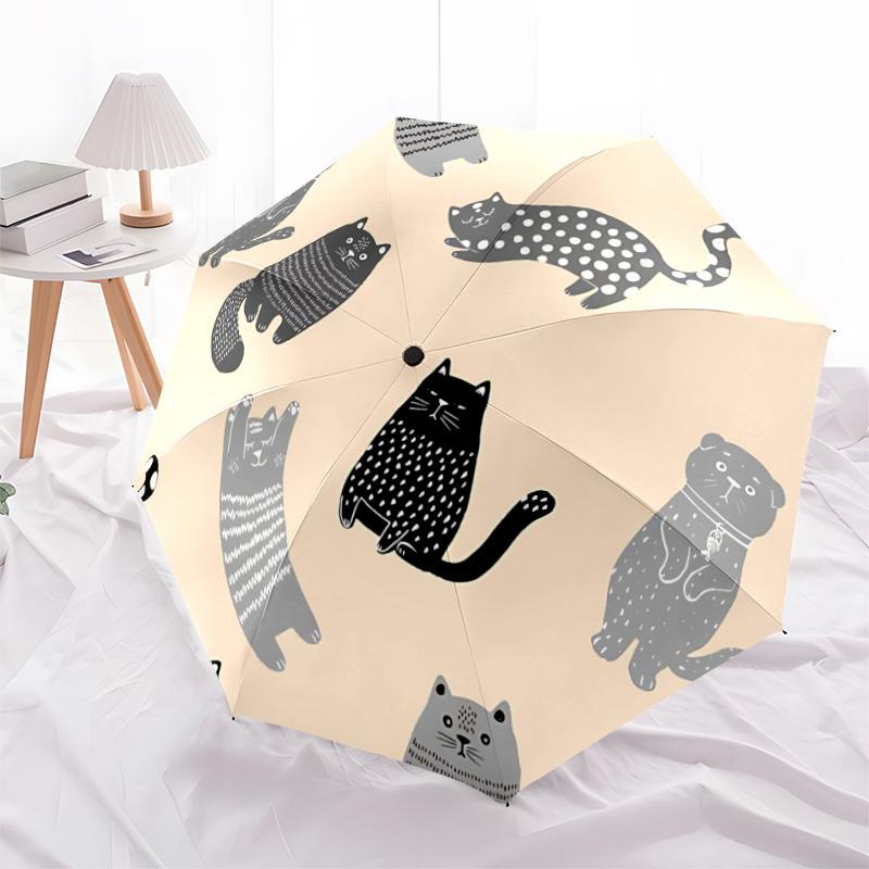 1 Stück Katzenmuster Automatisches Öffnen/Schließen, Ganzjahres-Tragbarer Faltregenschirm, Reisen, Alltag, Formelle Anlässe - Kompakter Luxus-Sonnenschirm, Outdoor-Accessoire