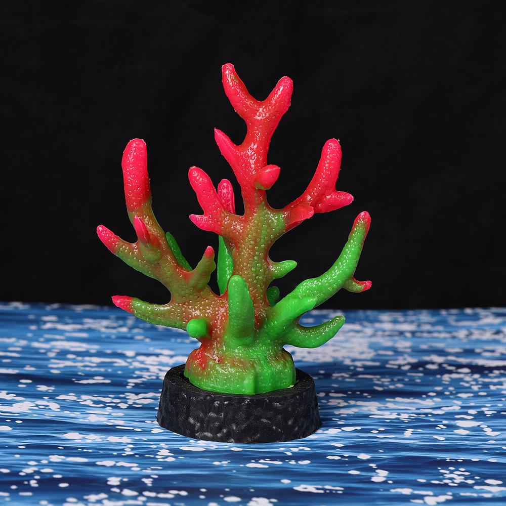 Ornamental Coral Fish Tank Decor: Ironwood Branch with Artificial Plants for Saltwater Aquarium Scenery