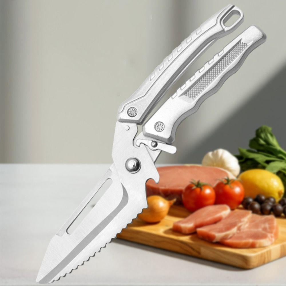 with Safety Buckle Kitchen Scissor Stainless Steel Barbecue Scissor Chicken Bone Scissor Fruit