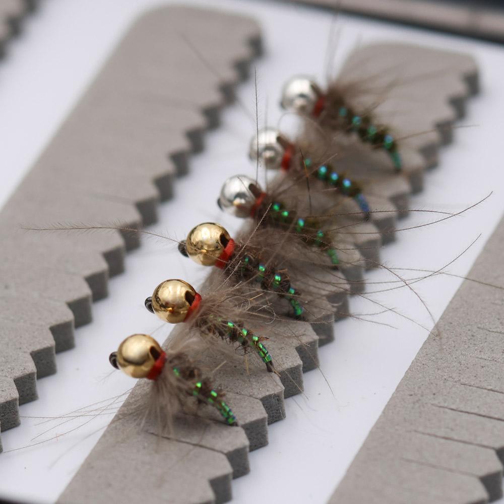 Nimfa Hustler z główką wolframową dla szybkiego tonięcia, pióro CDC, żebrowanie UV, na pstrąga, okonia, wędkarstwo muchowe, rozmiar haczyka 16