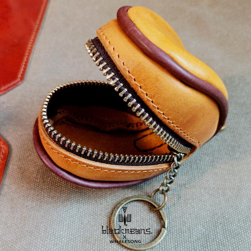 Retro Vegetable Tanned Leather Coin Purse: Genuine Oil Wax Cowhide Headphone Storage Bag