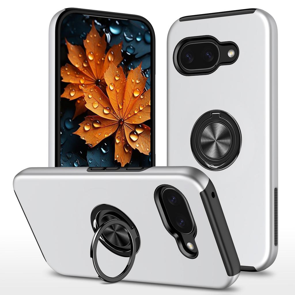 For Google Pixel 9a Case PC + TPU Phone Cover with Rotatable Ring Holder