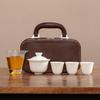 Suet Jade Porcelain Kung Fu Travel Tea Set Cover Bowl Teacup Set Light Luxury and Convenient High-end Out-of-home Advertising Business Gifts