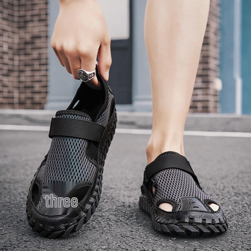 Men's Plus Size Breathable Mesh Closed-Toe Summer Sandals