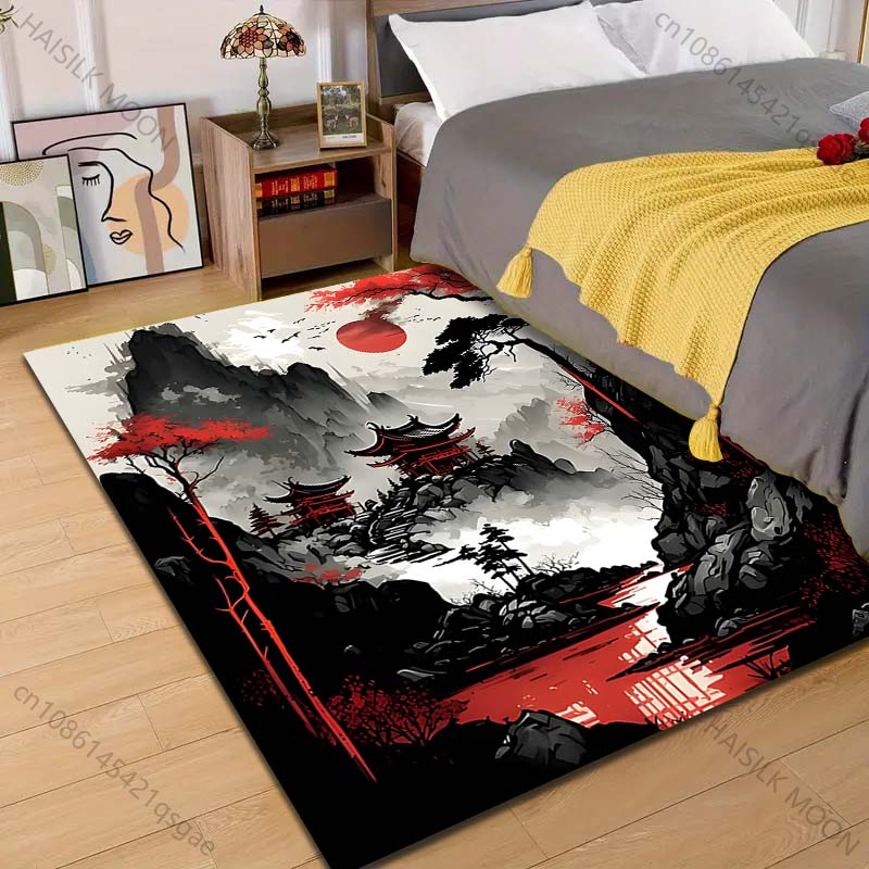 

Japanese ink wash landscape art Pattern Rug Carpets for Bedroom Living Room Sofa Mat Creative Door Mat Cloakroom Home Decor 40cm x 60cm