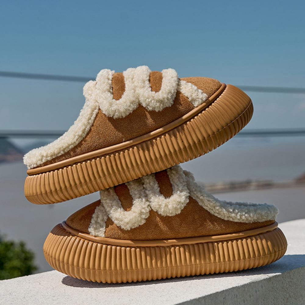 Fashion Warm Slippers Women Thick Soled Warm Slippers for Women Indoor Semi Slipper Cotton Shoes  Anti Slip Home Cotton Slippers