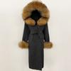 OFTBUY Winter Women Coat Real Natural Fox Fur Hooded Detachable Collar Double-faced Woolen Jacket Long Casual Elegant Overwears