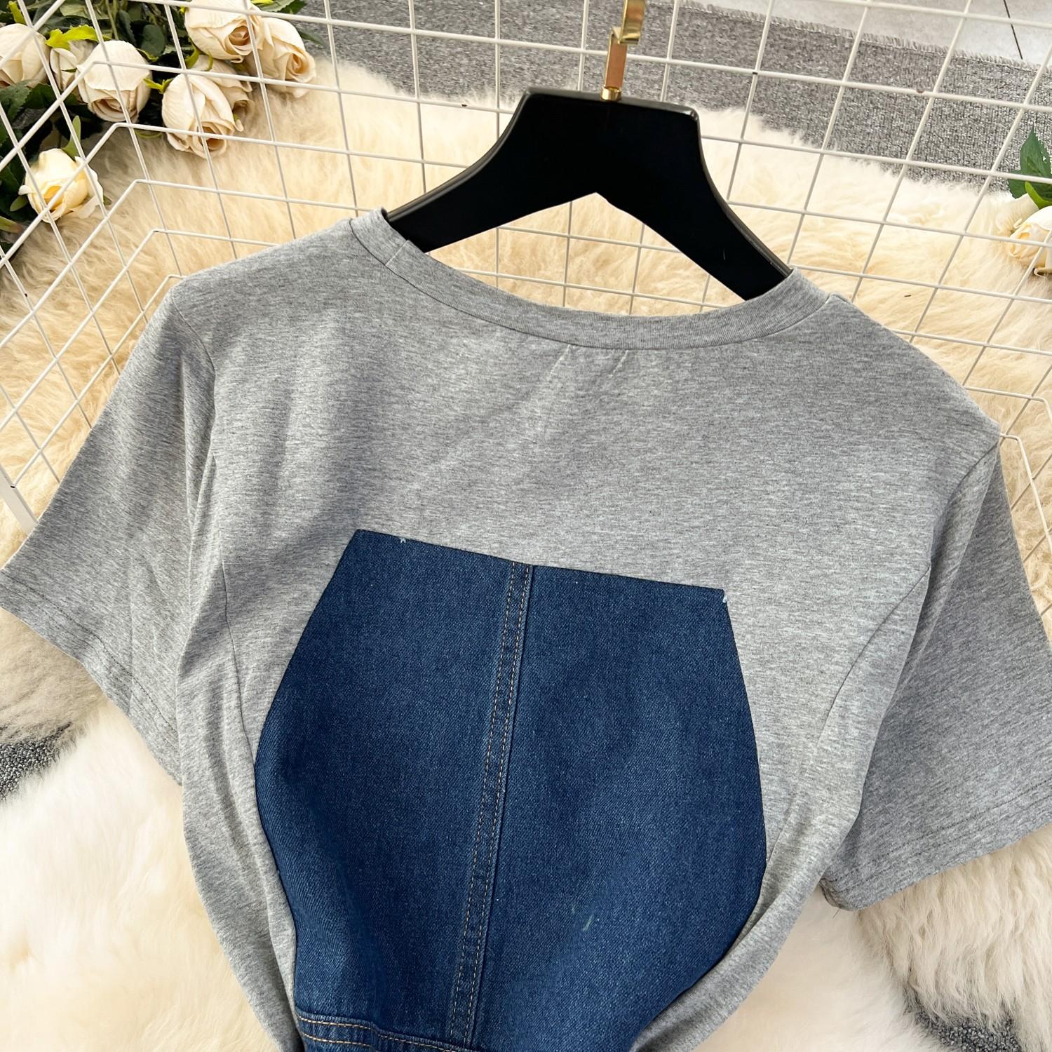 Летнее повседневное длинное джинсовое платье женское лоскутное дизайнерское джинсовое — фото 5