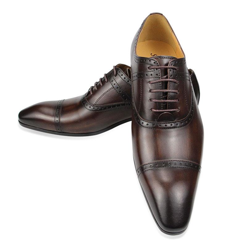 Fashion Trendy Formal Men's Shoes Genuine Cowhide Leather Lace Up Business Office Oxfords Dress Shoe Luxury Fashion Original Hot Designs