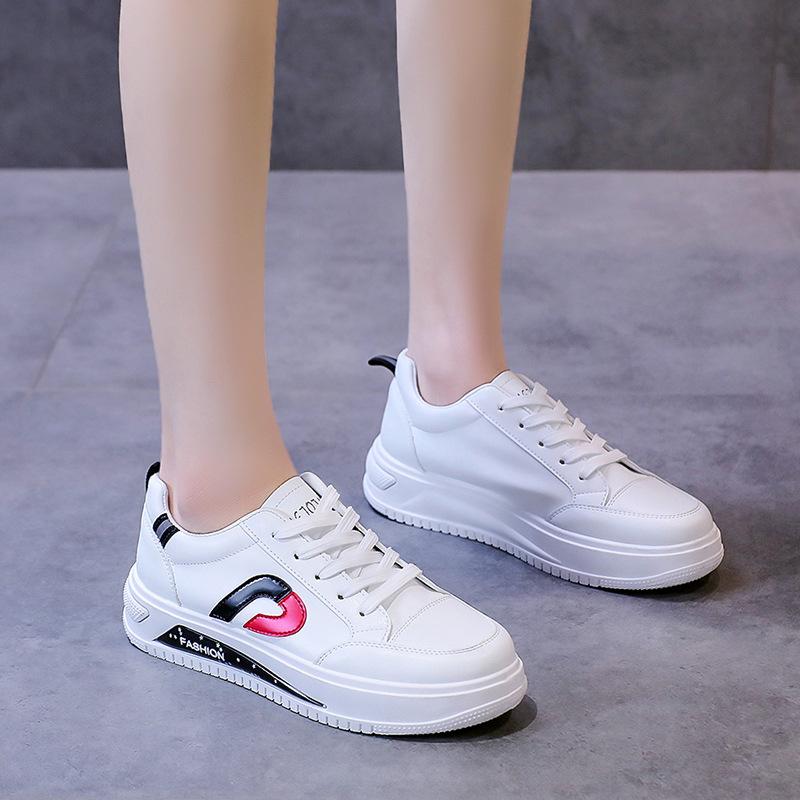 Soft Leather Little White Shoes Women's New Casual Lace-up Platform Sports Shoes Student Fashion Board Shoes Women