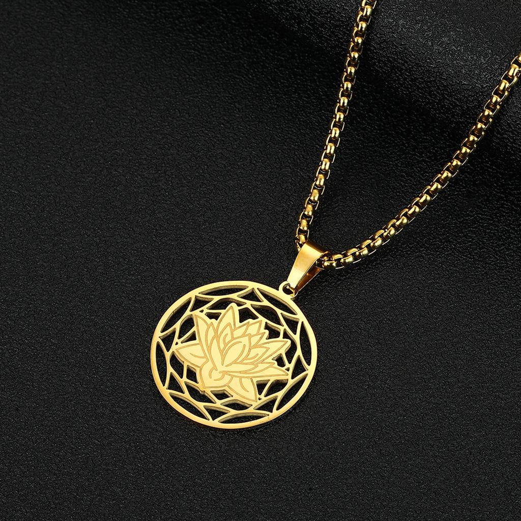 Kinitial Lotus Flower Pendant, Lotus Necklace Dainty Necklace For Women, Lotus Flower Jewelry, Lotus Jewelry,necklace