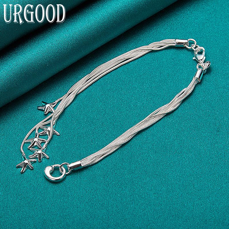925 Sterling Silver Snake Chain Star Bracelet Fashion Jewelry