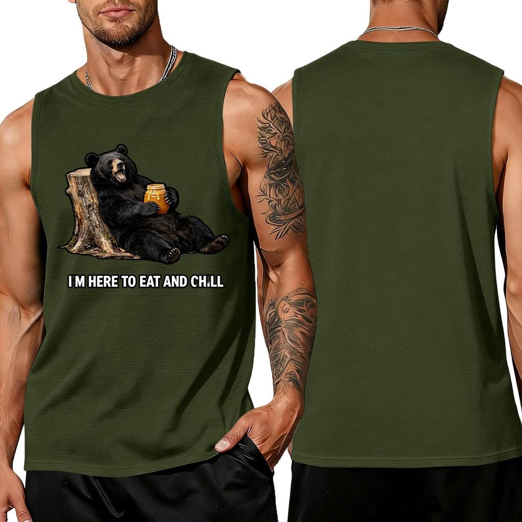 Men's Funny Animal Saying Tank Top - Loose Fit Breathable Summer Vest for Gym and Street