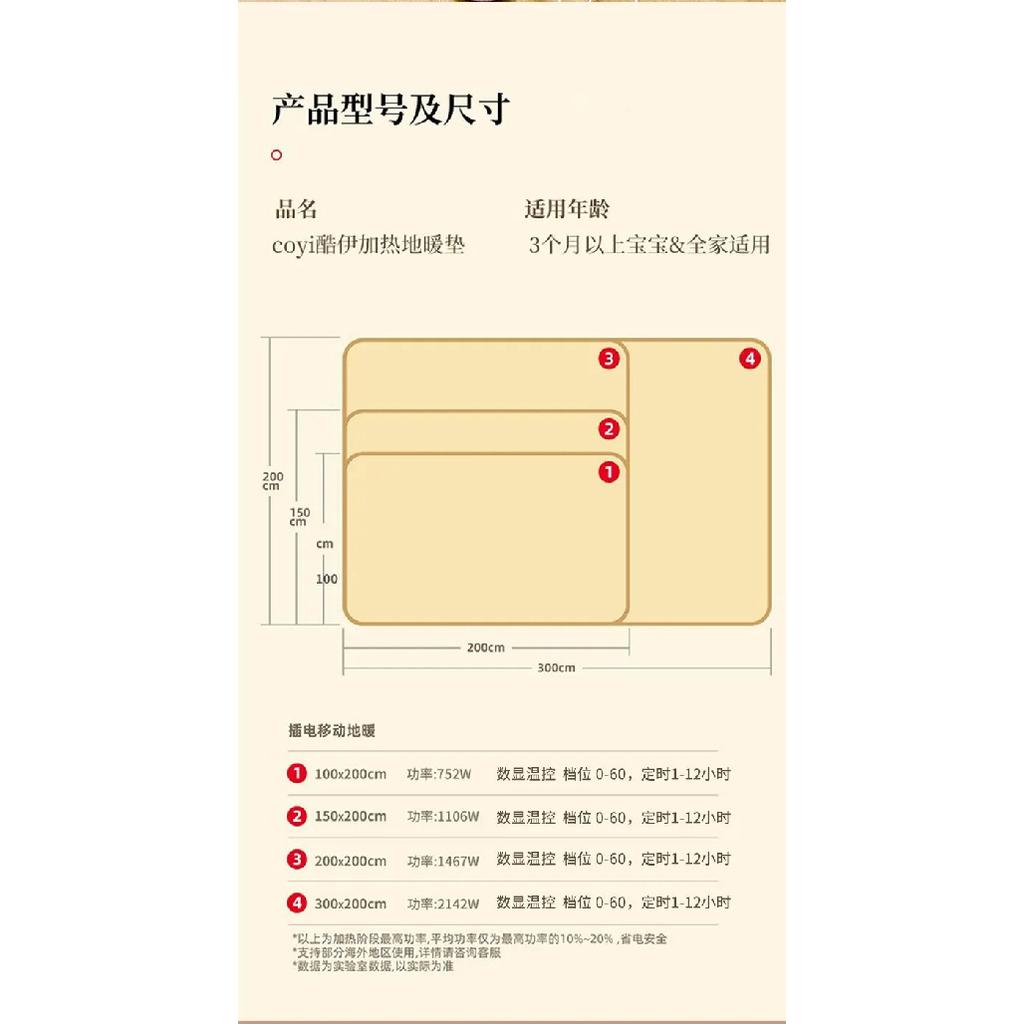 220V Graphene Heating Mat Portable Electric Warmer for Home Yoga Living Room Winter Floor Heating Pad BDW