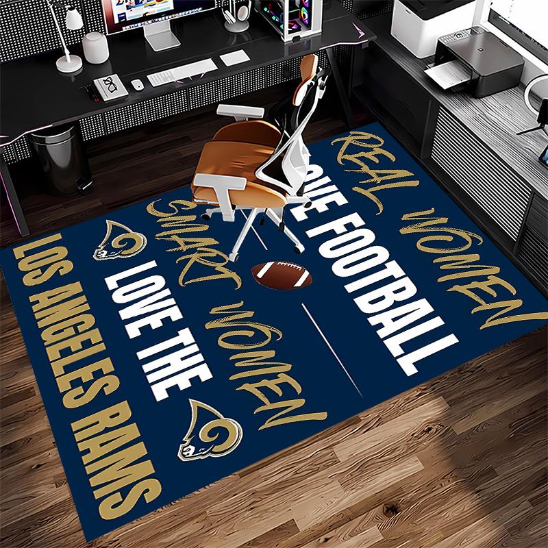 Los Angeles Rams logo Print Area Rug - Soft, Washable Non-Slip Indoor Mat for Office Chairs, Living Room, Home Office Decorative Rug