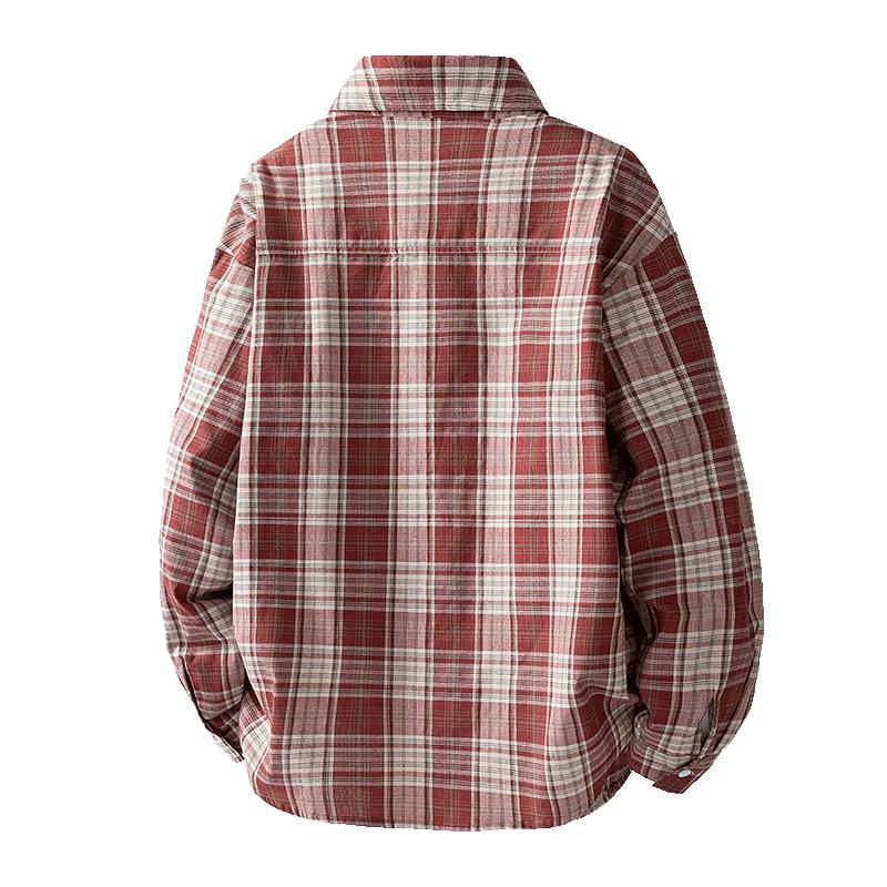 2025 Simple Plaid Long-sleeved Shirt Men Spring Autumn New Loose Casual Couple Shirt Jacket