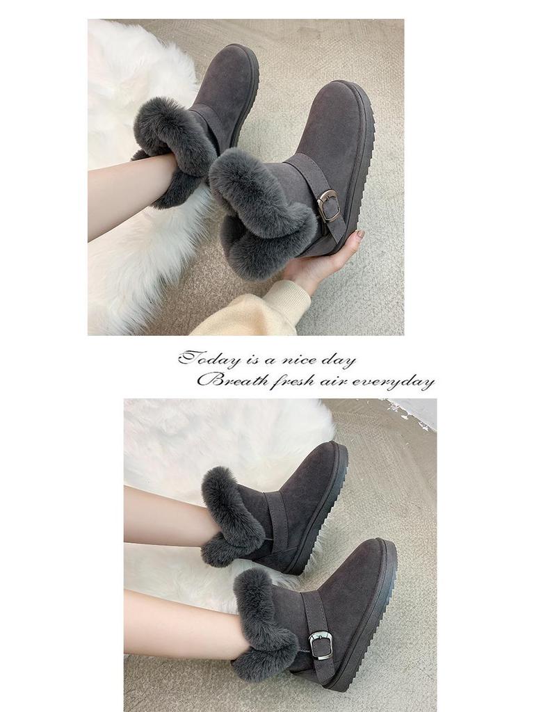 Women's 2024 Winter Waterproof Mid-Tube Snow Boots: Thick, Warm Cotton, All-Match, Student-Friendly, Easy Slip-On In Northeast Style