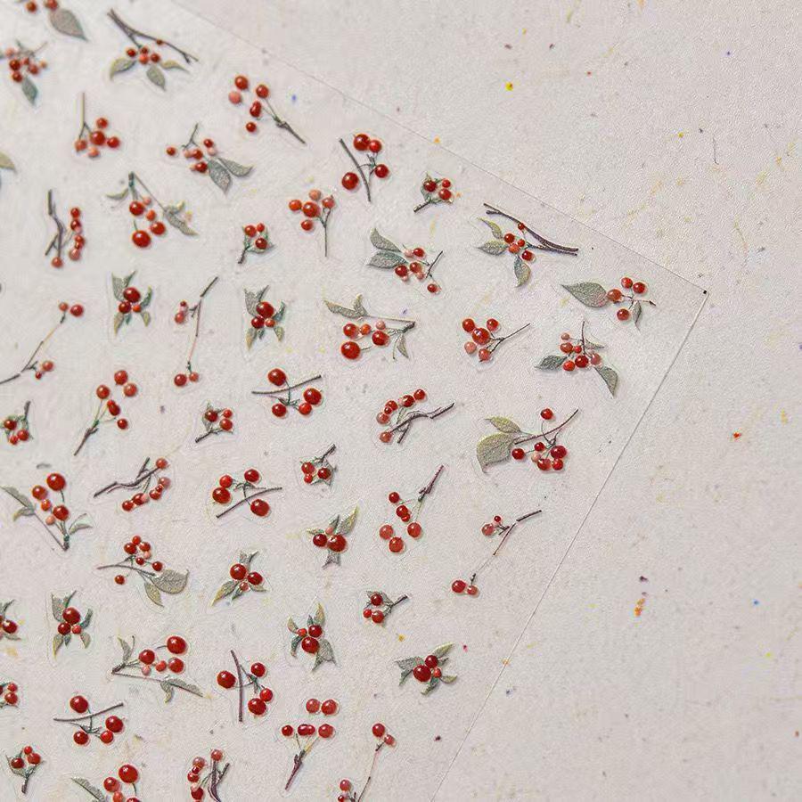 Red Bean Watercolor Acacia Nail Stickers: Good Things Keep Coming