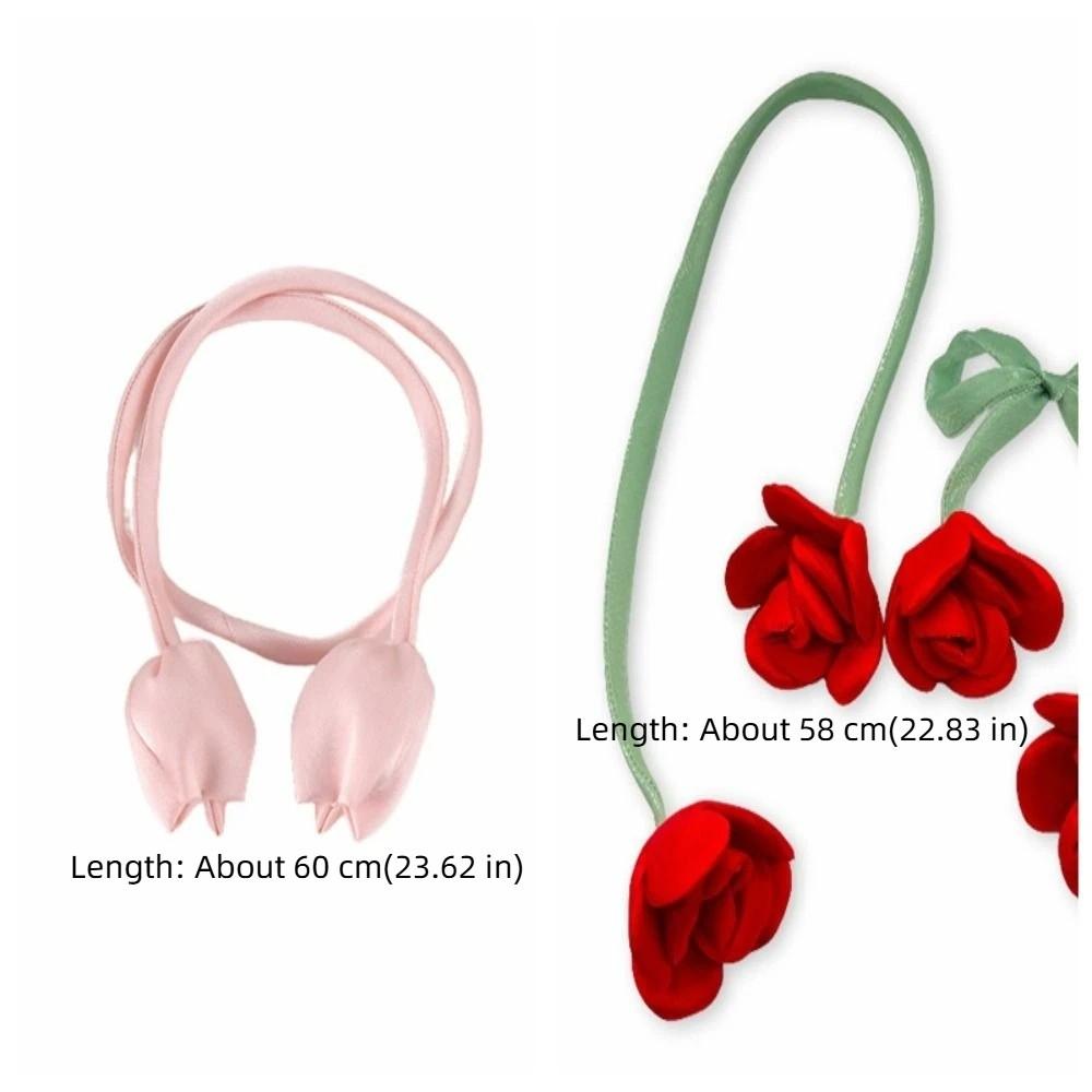 2 PCS Home Decor Fashion Tulip Curtain Tieback Adjustable Elegant Curtain Straps Beautifully Rose Curtains Tie Rope Bedroom