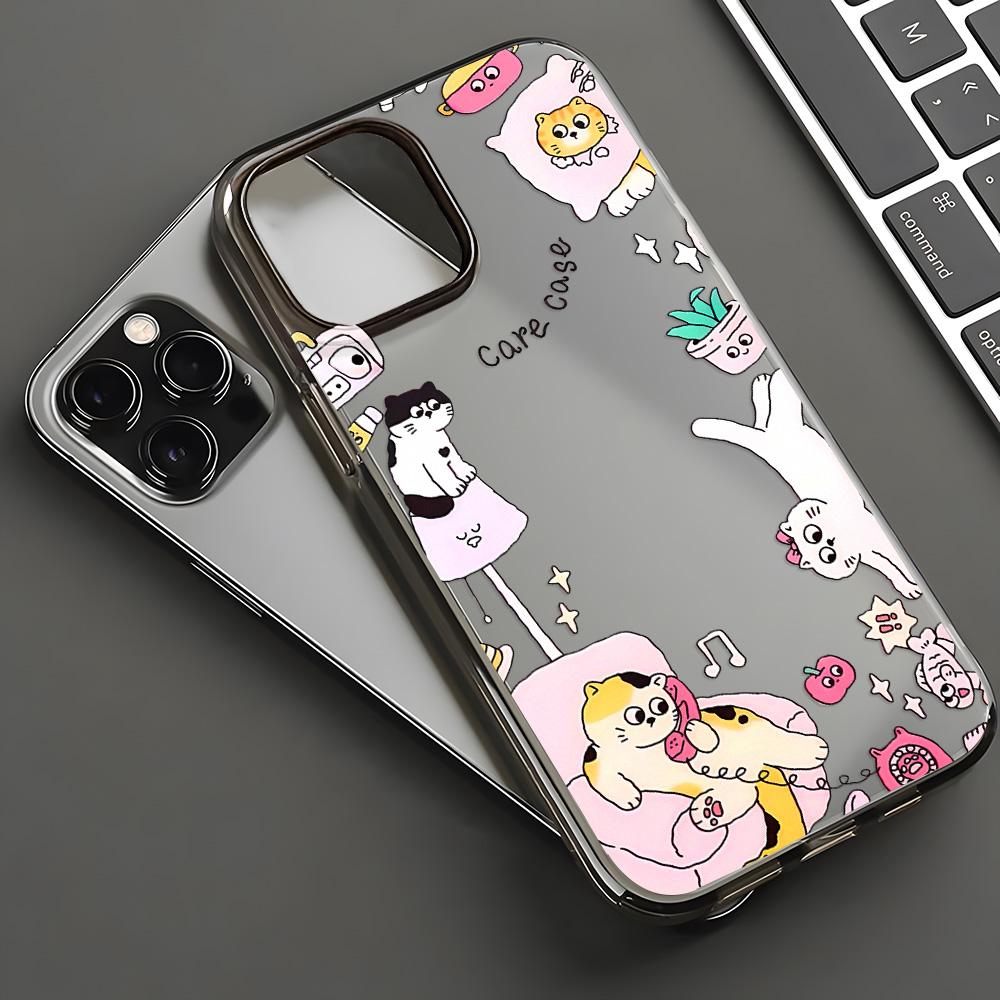 Mobile Phone Cases for iPhone 11 13 15 Pro Max 12 14 Pro Max Case iPhone 16 15 Plus 13 Pro 12 Mini 13 Mini Frosted Texture Painted Cartoon Flowers