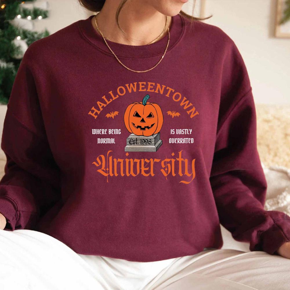 

Толстовка Halloweentown University, свитер Halloweentown Est 1998 года, осенняя толстовка Halloween, винтажная толстовка Halloween Town с капюшоном, топы M бордовый