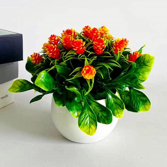 1 Set Artificial Bonsai Non-fading Practical Plastic Simulation Pine Cone Plants for Decorating