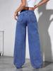 INS Style Pearl Adorned Straight-Leg Wide Denim Pants