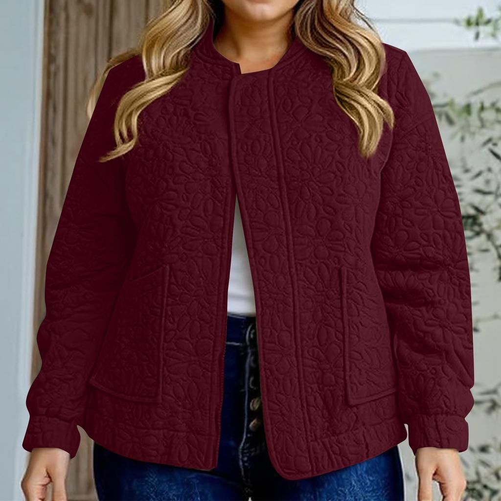 Women's Fashion Casual Plus Size Solid Color Long Sleeve Jacket